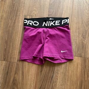 Nike Pro Magenta Shorts with Black Waistband